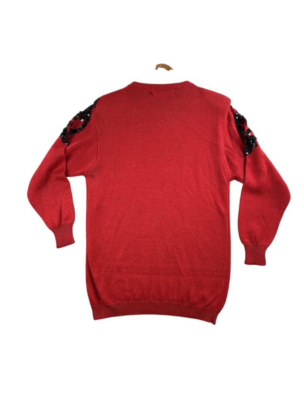 Vintage Dana Scott Sweater Womens Small Red Beaded Sequin Floral Tunic 90s Boho - Picture 2 of 15